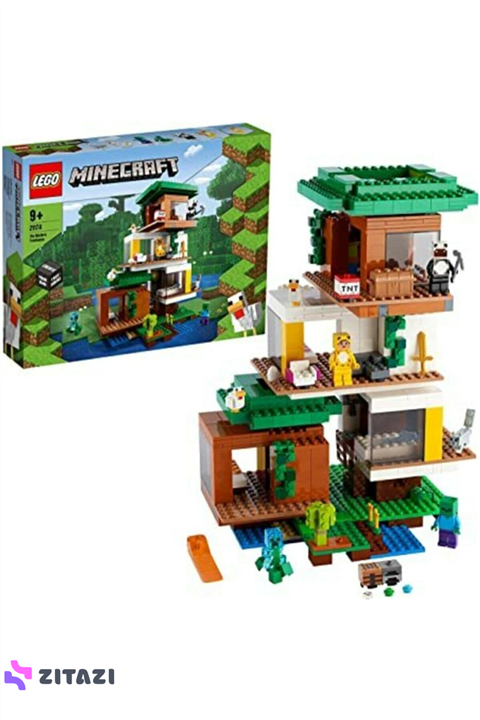 لگو ماینکرافت کد 21174 LEGO Minecraft The Modern Treehouse 21174 Giant Treehouse Building Kit Playset; Fun Toy for Minecraft-Gaming Kids; New 2021 (909 Pieces)